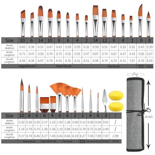 GETHPEN 29pcs Paint Brush Set, Acrylic Paint Brushes, Oil, Watercolor - style: Assorted Shapes