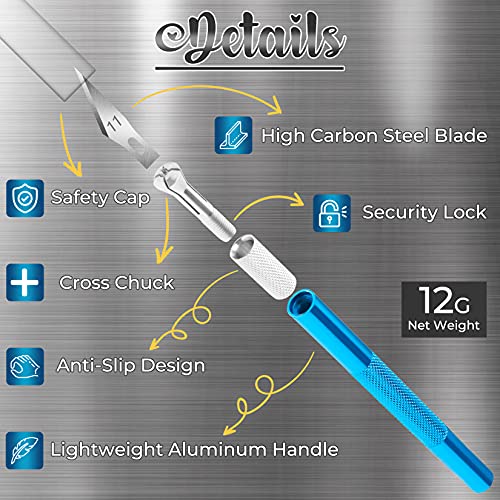 DIYSELF Exacto Knife Set, 2 Pack Craft Hobby Knife with 40 Spare Blades - color: Gold-blue (2 Pack)