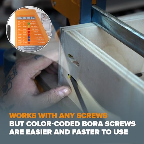 BORA Automatic Pocket Hole Jig Kit with 800 pc Screws - size: Auto Jig w/ 800pc Fine Screws