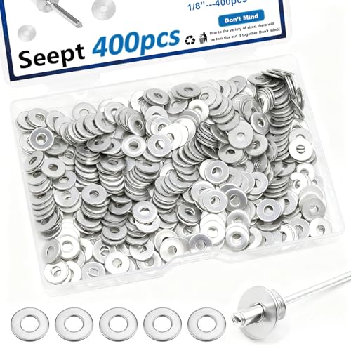 400PCS 1/8 Inch Silver Pop Rivet washers for Pop Rivets Diameter 1/8" 304 Stainless Steel pop Rivet Washer Aluminum pop Rivet washers Blind Rivet Washer - color: Silver, size: 1/8"