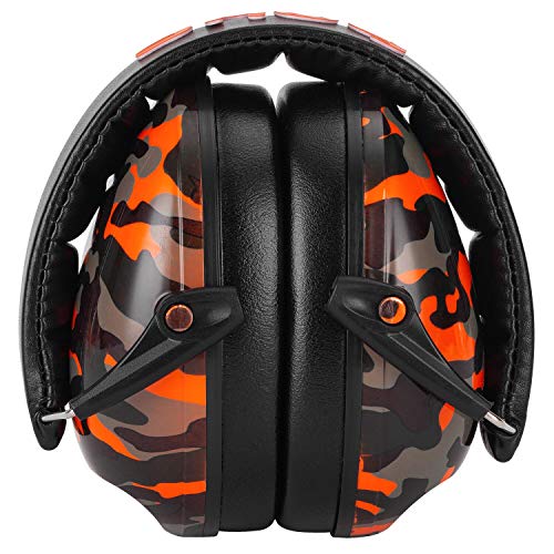 Snug Kids Earmuffs – Noise Reduction for Toddlers & Children – Adjustable, Lightweight, Foldable, Soft & Comfortable - color: Orange Camo