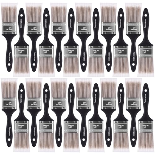 Paint Brushes -2 Inch Flat and Angle Paint Brush for All Latex and Oil Paints & Stains Paintbrush for Varnish, Paste, Gesso and Limewash(24 Packs) - size: 24 packs