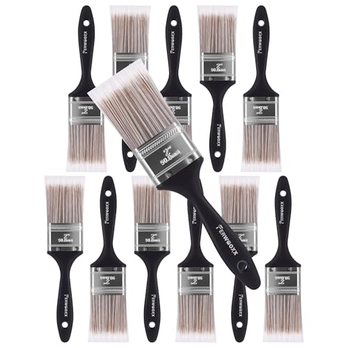 Paint Brushes - 2 Inch Flat and Angle Paint Brush for All Latex and Oil Paints & Stains Paintbrush for Varnish, Paste, Gesso and Limewash(12 Packs) - size: 12 packs