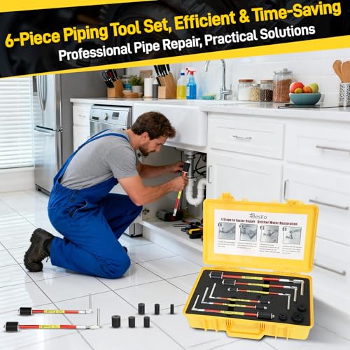 Plumbing Repair Kit 6800-1/2" to 2" Pipe Water Stopper Plugs, 6-Piece Set with Spare Gaskets & Heavy Duty Case, No Draining Solder for Copper/PVC, 65 PSI Fast Leak Fix