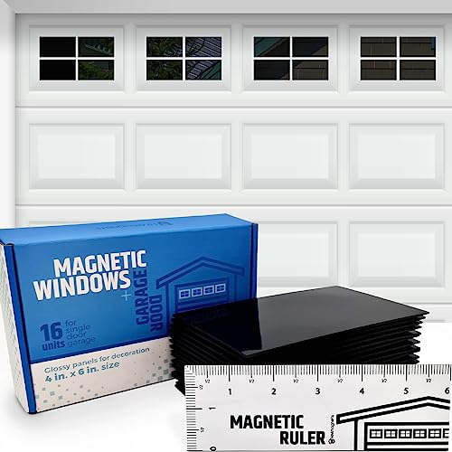 Strong & Glossy Magnetic Garage Door Windows - Fits 1 Car Garage - Looks Like Real Window Panels/Faux Panes - Decorative Hardware Kit - Easy to Align & Will Never Fall (Upgraded Magnets) | 16pcs 4"X6 - style: 16pcs Magnetic Windows