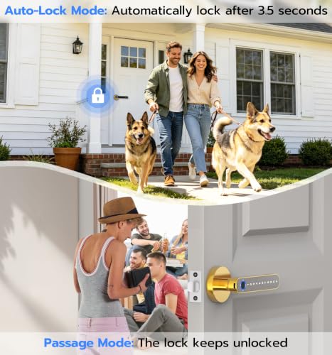 Anweller Fingerprint Door Handle Lock, Smart Keyless Entry with App
