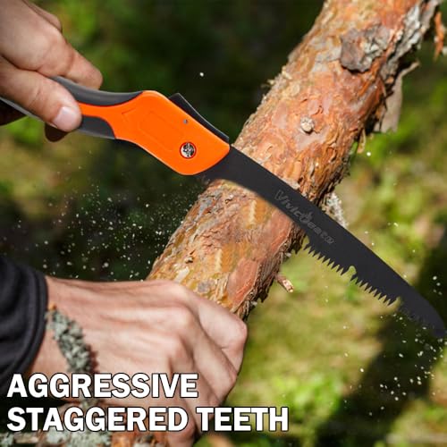 Vivicreate Folding Pruning Saw 12 Inch Hand Saw for Tree Trimming Wood Cutting Camping Bushcraft Foldable Tree Saw with Triple Cut Teeth and Non Slip Handle