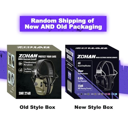 ZOHAN Electronic Shooting Earmuffs Built in Ambient Sound Amplifier, Hearing Protection for Shooters, NRR 23dB Noise Reduction, Ideal Gun Range Ear Protection Headphones for Hunting-Black - color: With Patches-black