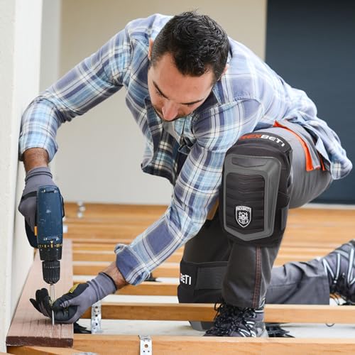 REXBETI Knee Pads for Men, Anti-slip Construction Gel Knee Pads for Work - color: Black&Gray