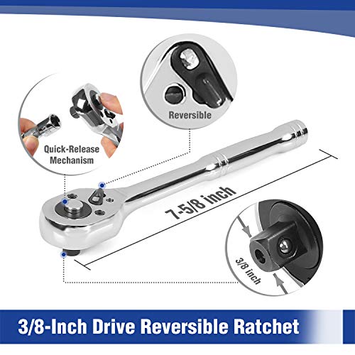 WORKPRO 39-Piece Drive CR-V Socket Set(1/4" & 3/8") - color: Silver
