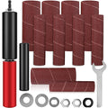 Drum Sander Set, Portable Rubber Sanding Drum Spindle Sander Adapter, Hand-Held Spindle Sanding Drum with 120 Grit Sandpaper Drum, Sanding Sleeves Power Drill Driven Drum Sander