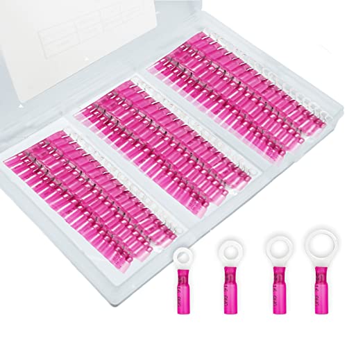 120 PCS Heat Shrink Wire Connectors,22-16 awg Ring Terminals Kit - color: 22-16 AWG