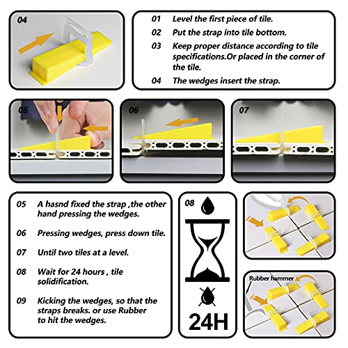 Mr.Ton 1/8 Inch Tile Leveling System with Tile Plier - 300Pcs Tile Spacers Clips, 100-piece Reusable Wedges - Tile Installation Kit