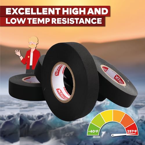 XFasten Wire Harness Tape, 250 Feet Total (5-Set Width), High Temp Wiring Loom Harness, Self-Adhesive Felt Cloth Electrical Tape for Automotive Engines, Noise Dampening, and Cable Protection - style: Set of 5 Widths x 50 Foot (250 Feet Total)