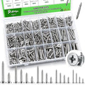 680PCS Wood Screws Assortment Kit,304 Stainless Steel Flat Head Screws, #4#6#8#10#12 Sheet Metal Screws Length 1/4" to 1-1/2",Self Tapping Screws Set - size: 680PCS-SV