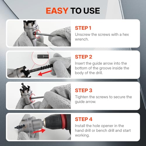 5PCS Carbide Hole Cutter Kit, Hole Saw Set with 2 Pilot Drill Bits & Aluminum Storage Case, 7/8", 1-1/8", 1-3/8" Metal Hole Saw Kit for Stainless Steel, Sheet Metal, Iron, Aluminum & Electricians