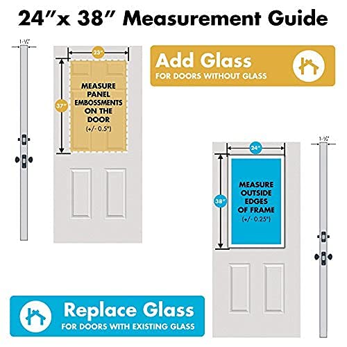 ODL Entry Door Glass Replacement for Home Improvement - 24" x 38" Exterior or Front Door Inserts Glass Kit with Energy Efficient Low-E Double Pane Tempered Clear Glass - Tan Frame in 9 Grid Pattern