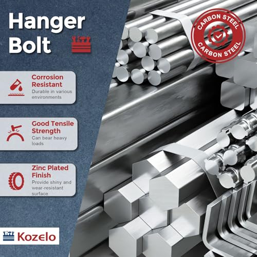 25pcs Hanger Bolts W/Hex Nuts 1/4"-20x1-1/2 Zinc Coated - size: 1/4"-20x1-1/2"