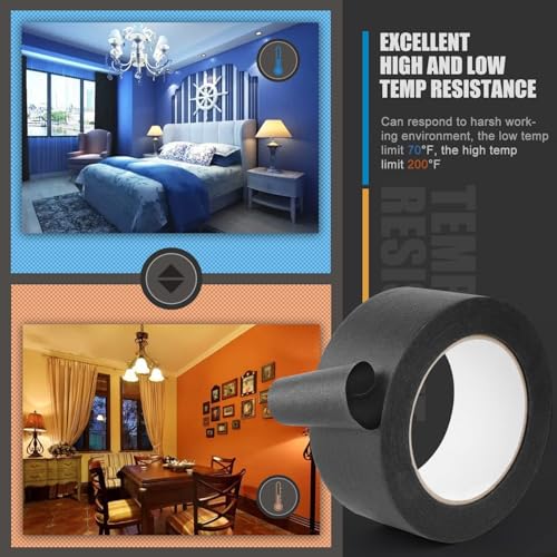 Lichamp Wide Black Painters Tape 2 inch, 1pc Medium Adhesive Black Masking Tape, 1.95 inches x 55 Yards - size: 2 inches