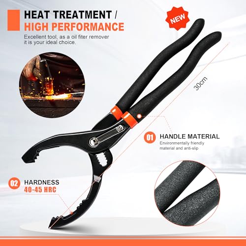 2nd Generation 12-Inch Adjustable Oil Filter Wrench,New 10-Speed Quick Adjustment Oil Filter Plier, Oil Filter Removal Tool for Engine Filters, Conduit, & Fittings, Car Maintenance Tool