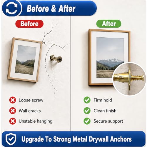 200Pcs Self Drilling Drywall Anchors with Screws Kit, No Drill Needed