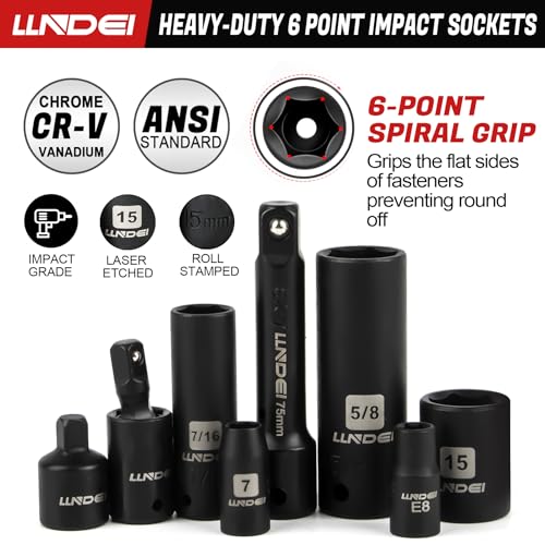 LLNDEI 1/4 & 3/8" Drive Impact Socket Set 186Pcs SAE/Metric - size: 186-Piece 1/4" & 3/8" Drive Socket Set