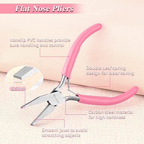 5-Inch Mini Jewelry Pliers - Duckbill with Spring, Smooth Jaws for Jewelry Making, Wire Bending & DIY Hand Tools - style: Flat Nose Pliers