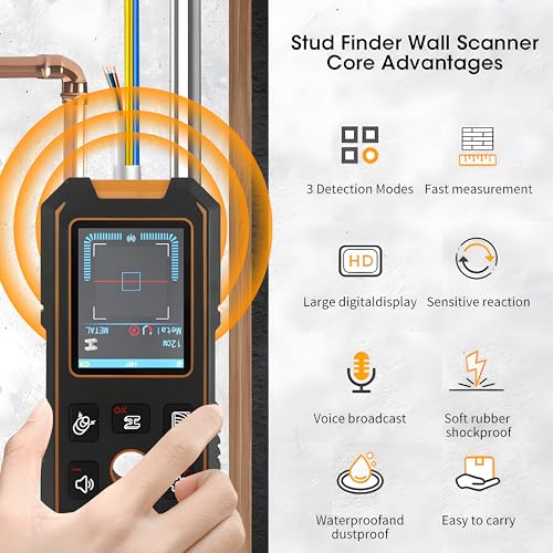 3 in 1 Stud Finder Wall ScannerLaser Distance Meter, Multifunctional Rechargeable Stud Detector with Metal, Wood AC Wire, Upgraded Smart Sensor Comes with HD LCD Display - size: NF-513