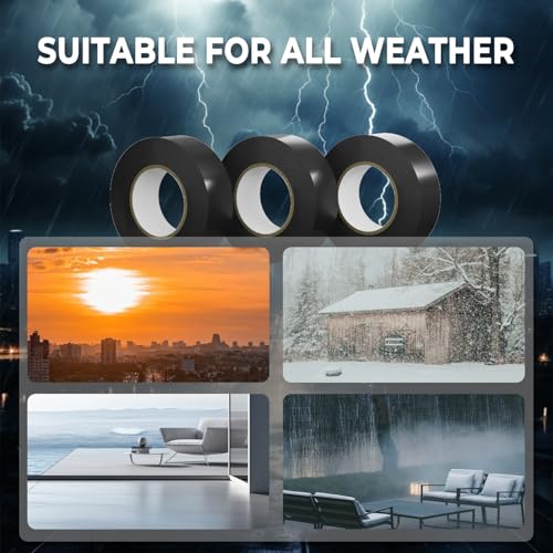 SWRT 6 Pack Black Electrical Tape Waterproof, 0.75 in x 66 FT High Temp Electric Tape Under 600V for All Weather - UV Protection - Flame Retardant - color: Black