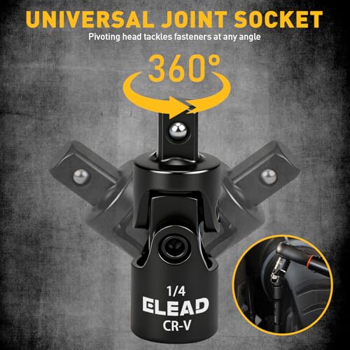 4-Piece 1/4" Drive Socket Extension Bar Set, 2, 4, 6 inch Professional Extension Set, 1/4 Inch Drive Universal Joint Socket, Premium Cr-V Steel Sockets Wrench Extender - style: 4-Piece 1/4" Socket Extension Bar Set