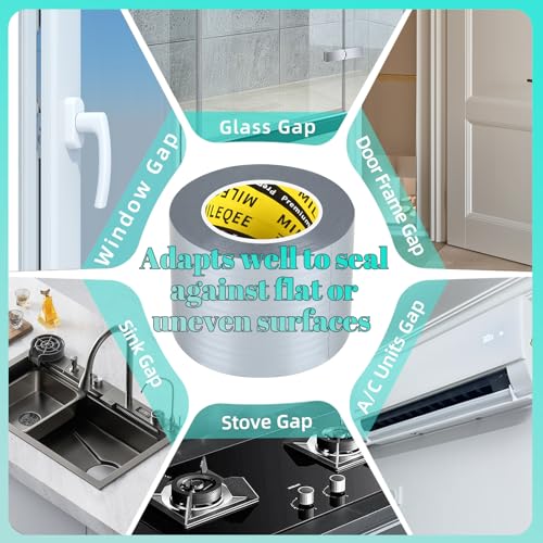 Window Weather Stripping Door Seal Tape1Pack x 2Inch x 66FT - color: Silver, size: 1Pack x 2Inch x 66FT