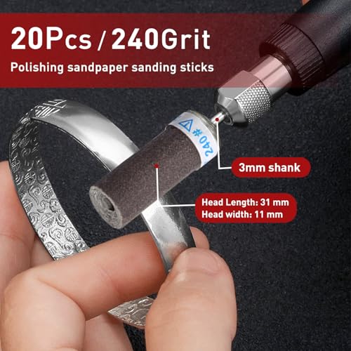 20 Pcs 240 Grit Sanding Drums for Rotary Dremel Tool - size: 240 Grits