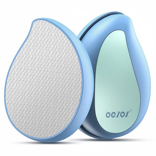 BEZOX Glass Foot File Callus Remover – Professional Foot Scrubber for Dead Skin & Cracked Heels – Premium Pedicure Tools for Feet with Anti-Slip Handle and Protective Cover - Blue - color: Blue