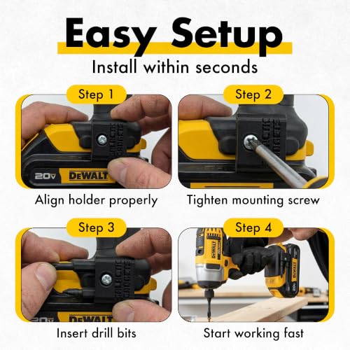 Magnetic Bit Holder for DEWALT 20V Drill, Galactic Gadgets (Black, 2 Pack) - color: Black, 2 Pack