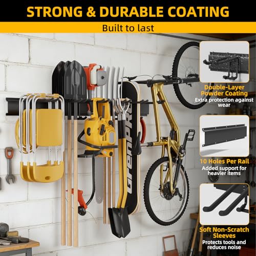 GRENPRO 49.5 Inch Garage Tool Organizer, 6 Double-layer Hooks, Holds 440lbs - size: 49.5 inch