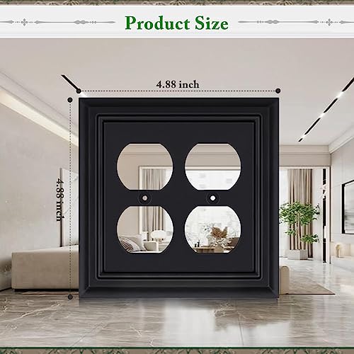 Matte Black Decorative Outlet Covers Wall Plates, Bamboo Fiber Light Switch Covers, Natural Material Electric Receptacle Switch Plate Outlet Cover of various styles (2 Gang Duplex 2 Pack) - size: 2 Gang Duplex 2 Pack