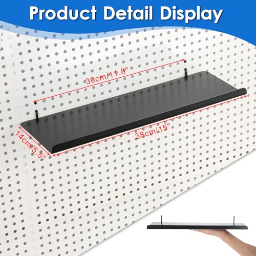 Kokone 2 Pack Metal Pegboard Shelves with Lip for 3/16 Inch(4.5mm) Paerture - size: 2 Pack