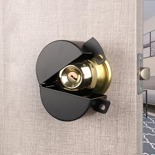 Door Knob Lockout Device with Padlock,Black - color: Black