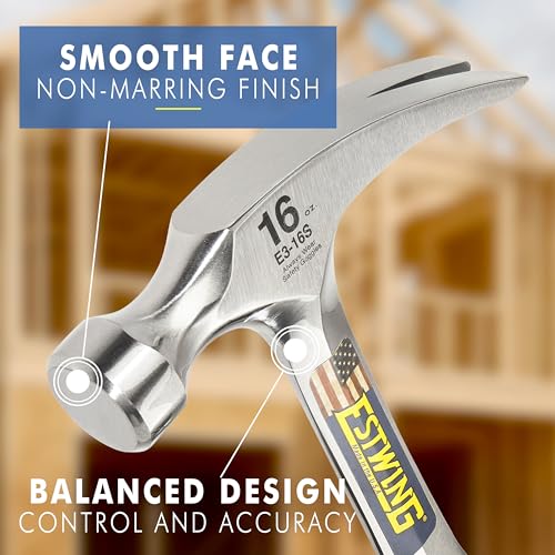 ESTWING Rip Hammer, 16oz Smooth Face, Shock Reduction Grip, E3-16S - size: 16 oz (Ounces)