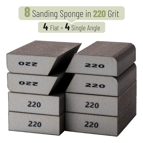 Bates- Sanding Sponge, 8 pcs, 220 Grit, Washable and Reusable, Sandpaper Block, Sanding Blocks for Wood, Sanding Pad, Drywall Sanding Block, Drywall Sanding Sponge (Pack of 2) - size: 16 Pack, 220 Grit