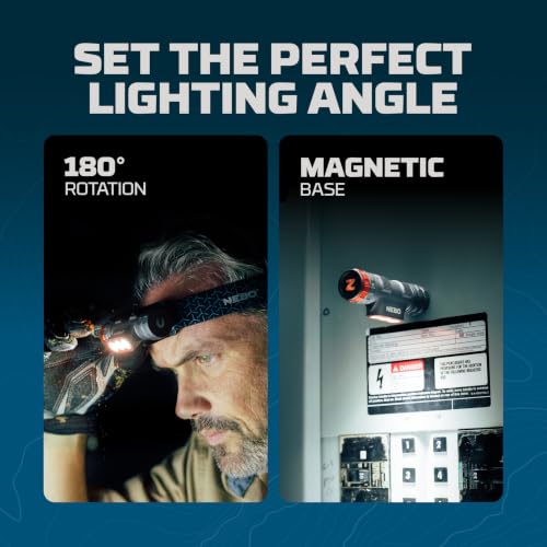 NEBO Transcend 1500 Rechargeable Headlamp | 1,500 Lumens, 5 Light Modes, Detachable Magnetic Work Lamp, Waterproof, Bright LED Head Light for Hiking & Camping, Includes USB Charging Cable - style: 1500 Lumen