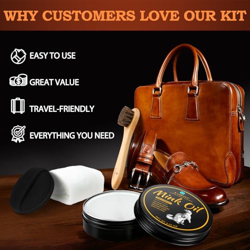 Feilove 4-in-1 Mink Oil Leather Conditioner and Cleaner 3.52 oz - Premium Waterproof Formula for Boots and Shoes - style: 4-in-1