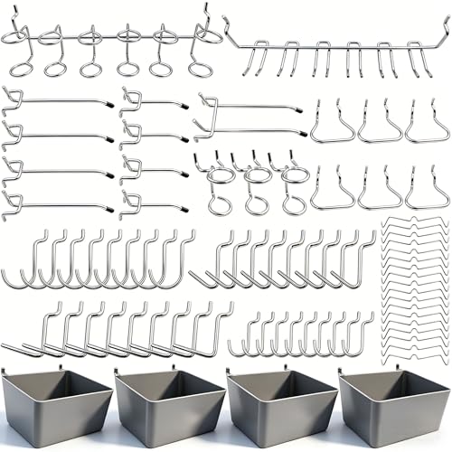 FRIMOONY Pegboard Hooks Assortment with Pegboard Bins, Peg Locks, for Organizing Various Tools, 80 Piece - style: 80PCS