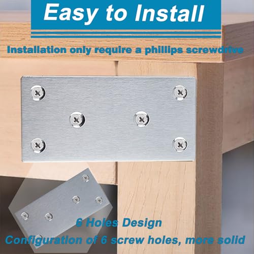 50PCS Flat Straight Brace Brackets, 4x2 Stainless Steel Joining Brackets - size: Silver,4“x2"