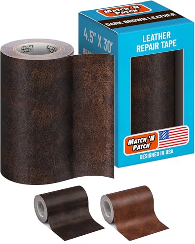 MATCH 'N PATCH Dark Brown Leather Repair Tape, 4.50" x 30' for Furniture - color: Dark Brown, size: 4.5" x 30'