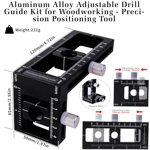 2-in-1 Auto Centering Dowel Drilling Jig with 8 Size Drill Bushings 3-10mm - color: Black