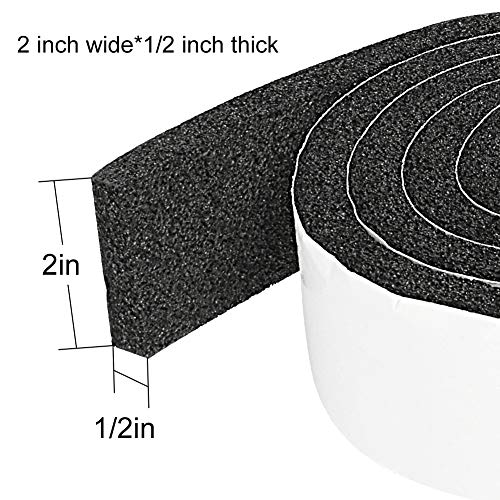 2 Rolls 2 Inch W 1/2 Inch T Weather Stripping Air Conditioner Open Cell Foam Seal Tape, Window Insulation High Resilience Seal Strip for Doors Window,Total 11FT - size: 2 Inch W 1/2 Inch T