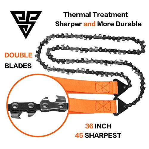 Pocket Chainsaw 36’’-45 Two-sidedTeeth Pocket Chain Saw,3X Faster with Cutting Blade ON Every Link,Best Compact Folding Hand Saw Tool for Survival Gear,Camping,Hunting - size: 36 inch