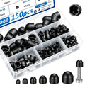 smseace 150pcs 6-Values Bolt and Nuts Protective Caps - color: Black-150Pcs