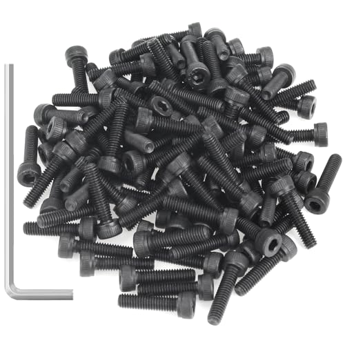 105 Pieces M4 x 16mm Socket Head Cap Screws, Thread Pitch 0.7mm, Sutemribor M4 Black Screws, 12.9 Grade Alloy Steel, Black Oxide Finish, Fully Threaded - size: M4 x 16mm, style: Socket Head